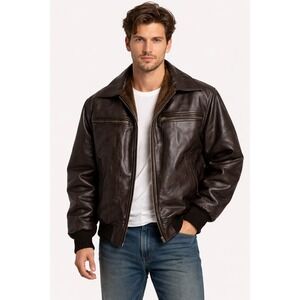 Vintage Golden Eagle 1980's Rugged Retro Y2K Bomber Aviator XL Brown Shearling